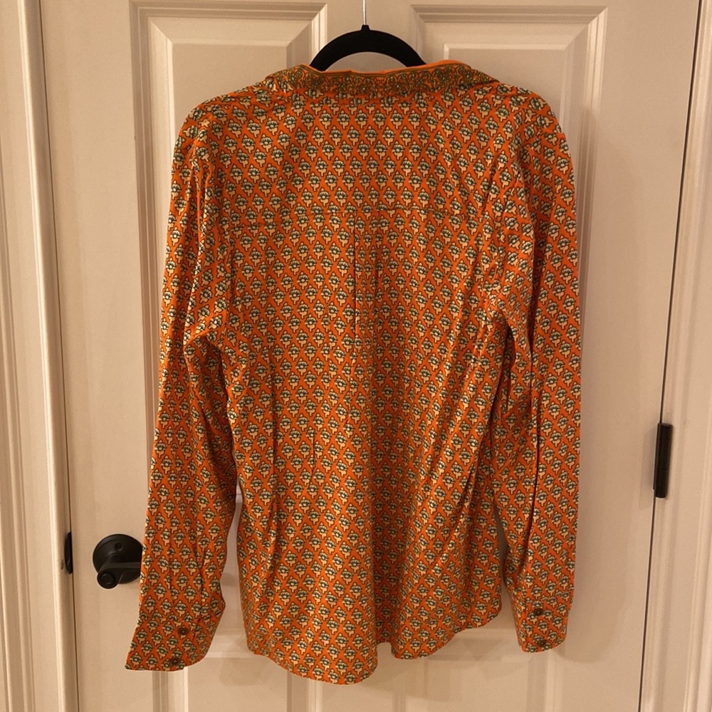 Jen’s Pirate Booty button down blouse. Size S. NWOT. Orange print. - Picture 6 of 8